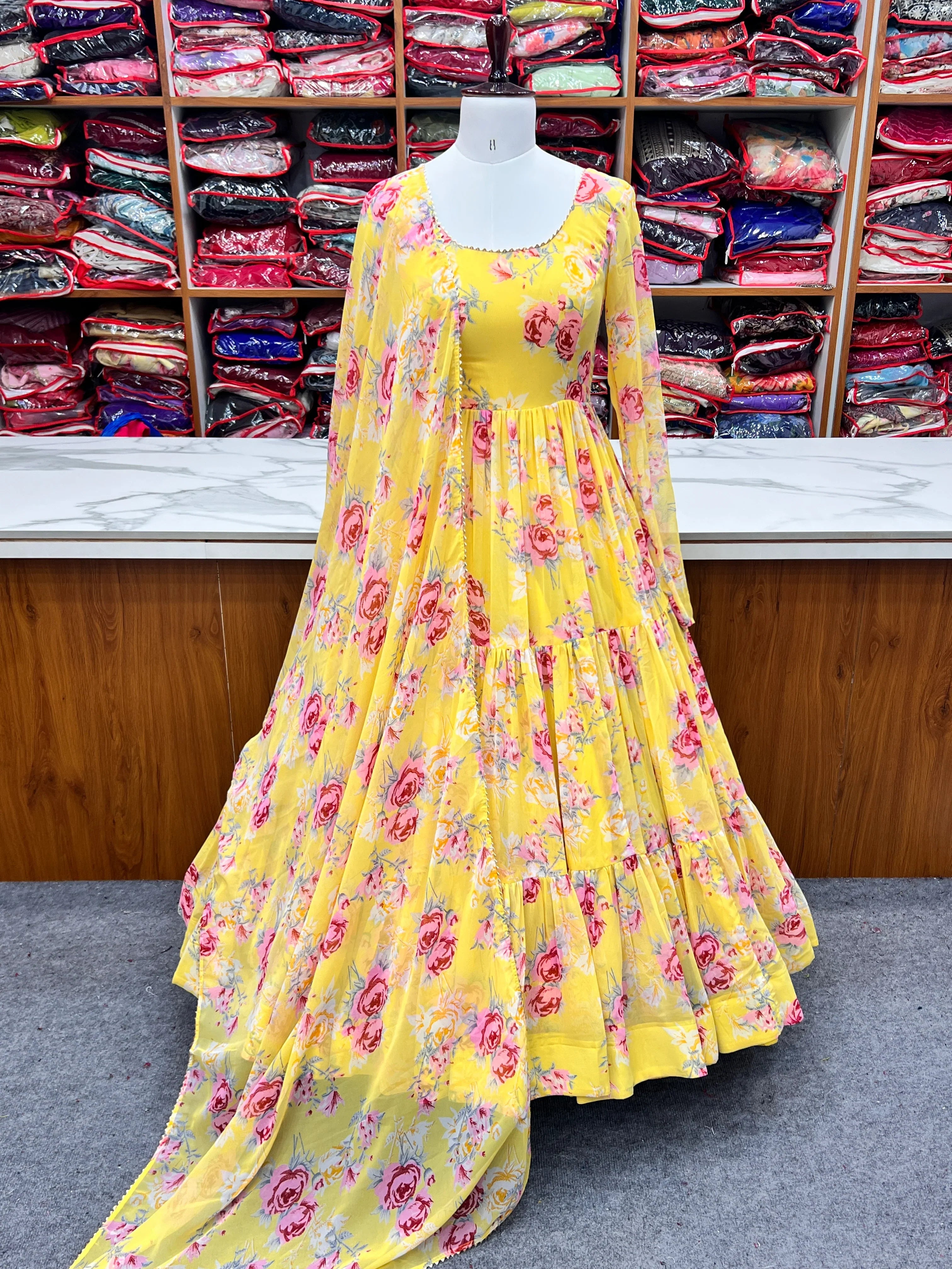 Huge Flair Anarkali Gown With Digital Print