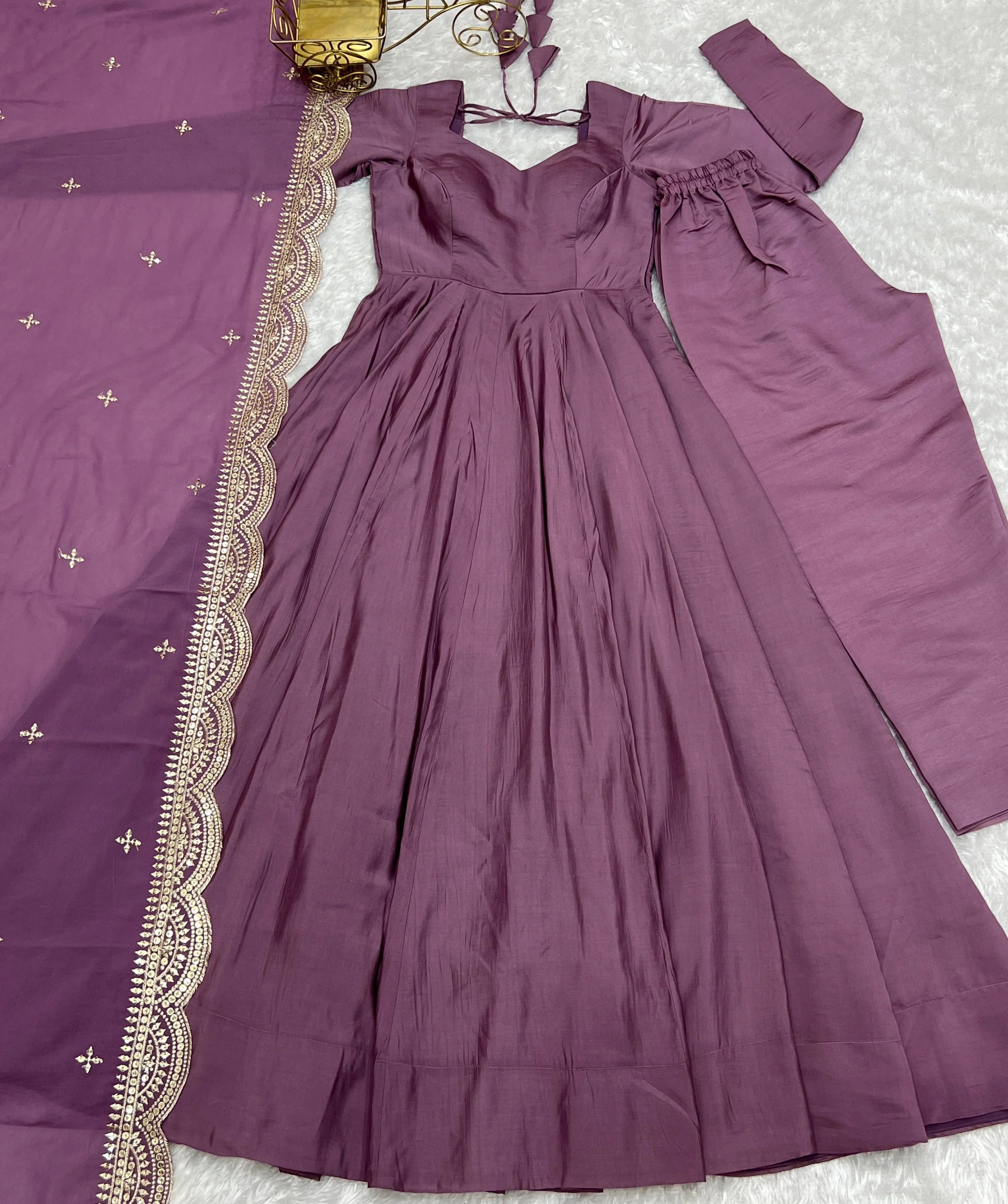New Arrival Pure Roman Silk Chanderi Flair Highest Selling Gown