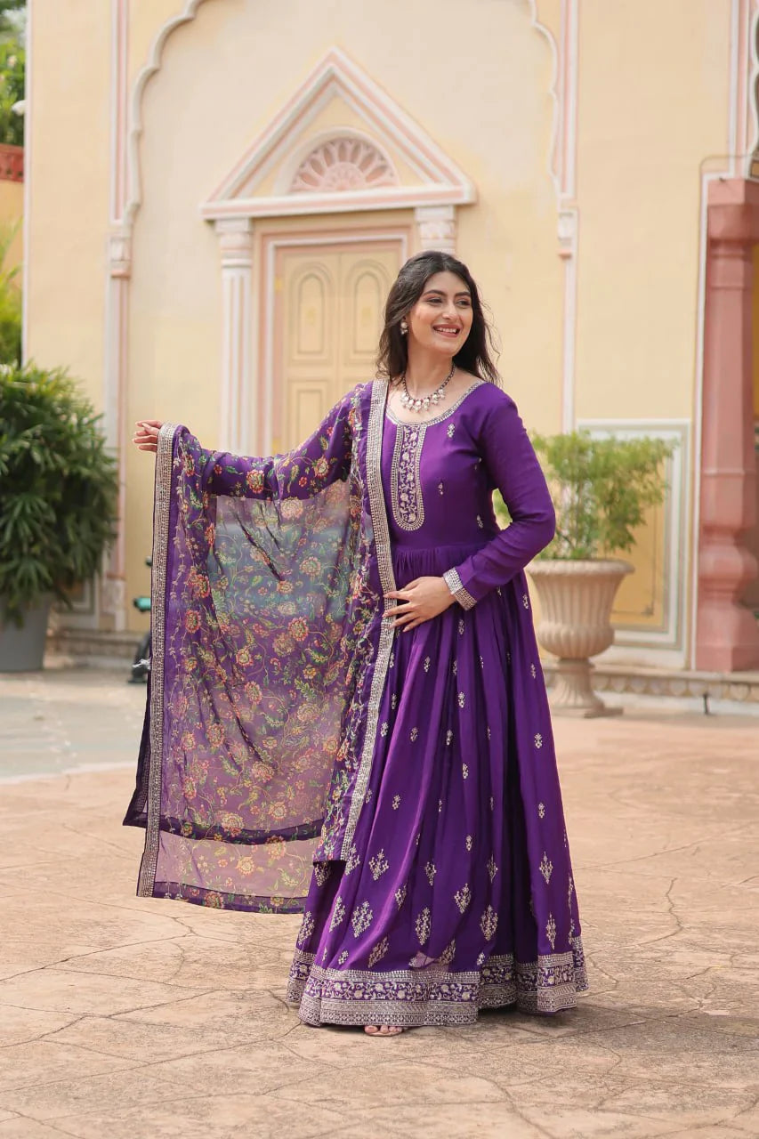 Diwali Festival Special Designer Sequence Work Gown