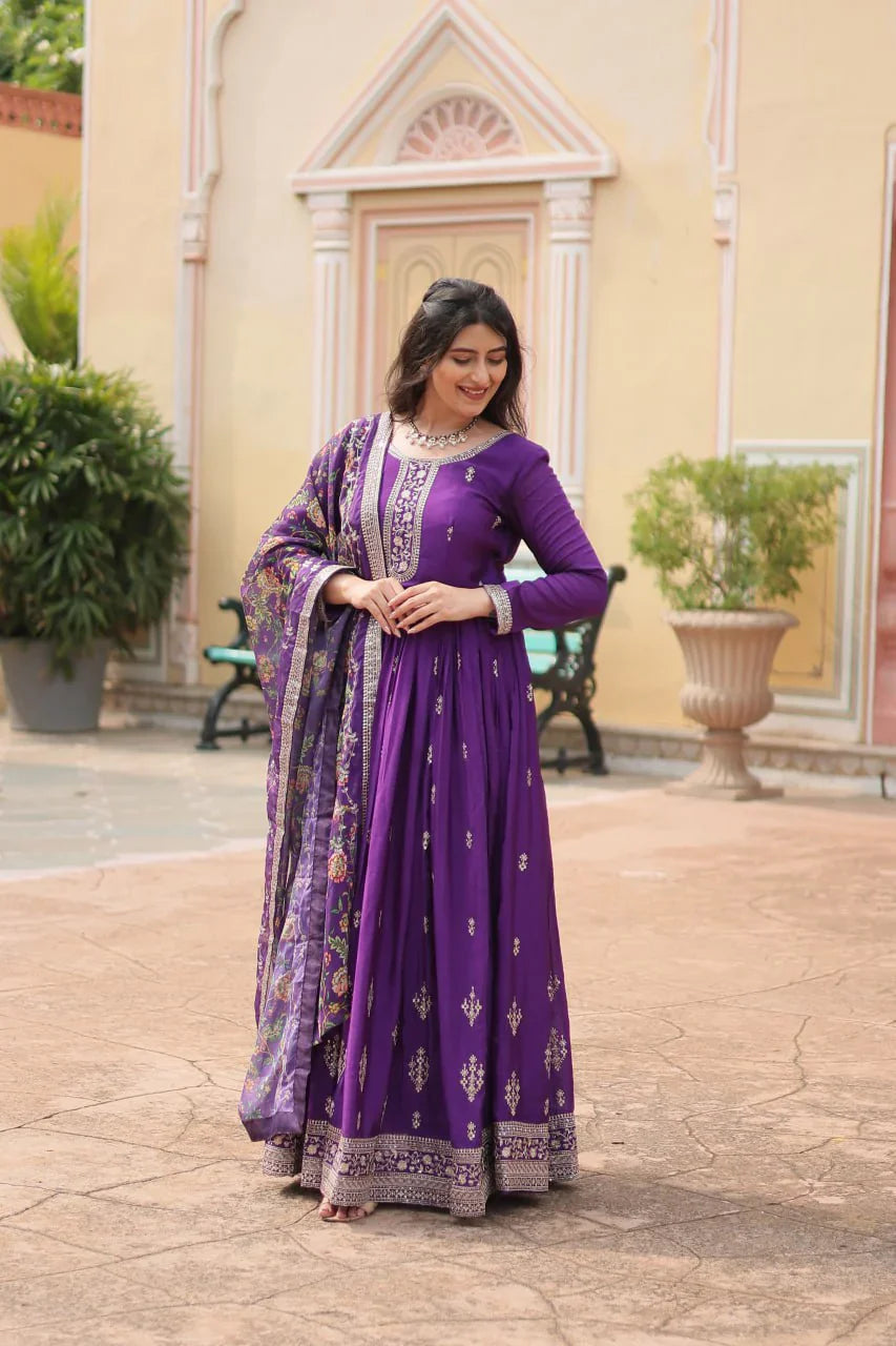 Diwali Festival Special Designer Sequence Work Gown
