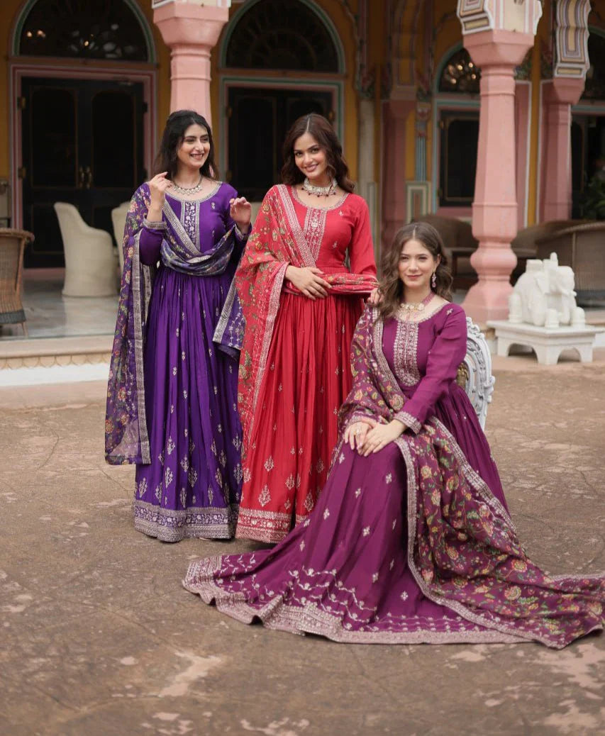 Diwali Festival Special Designer Sequence Work Gown