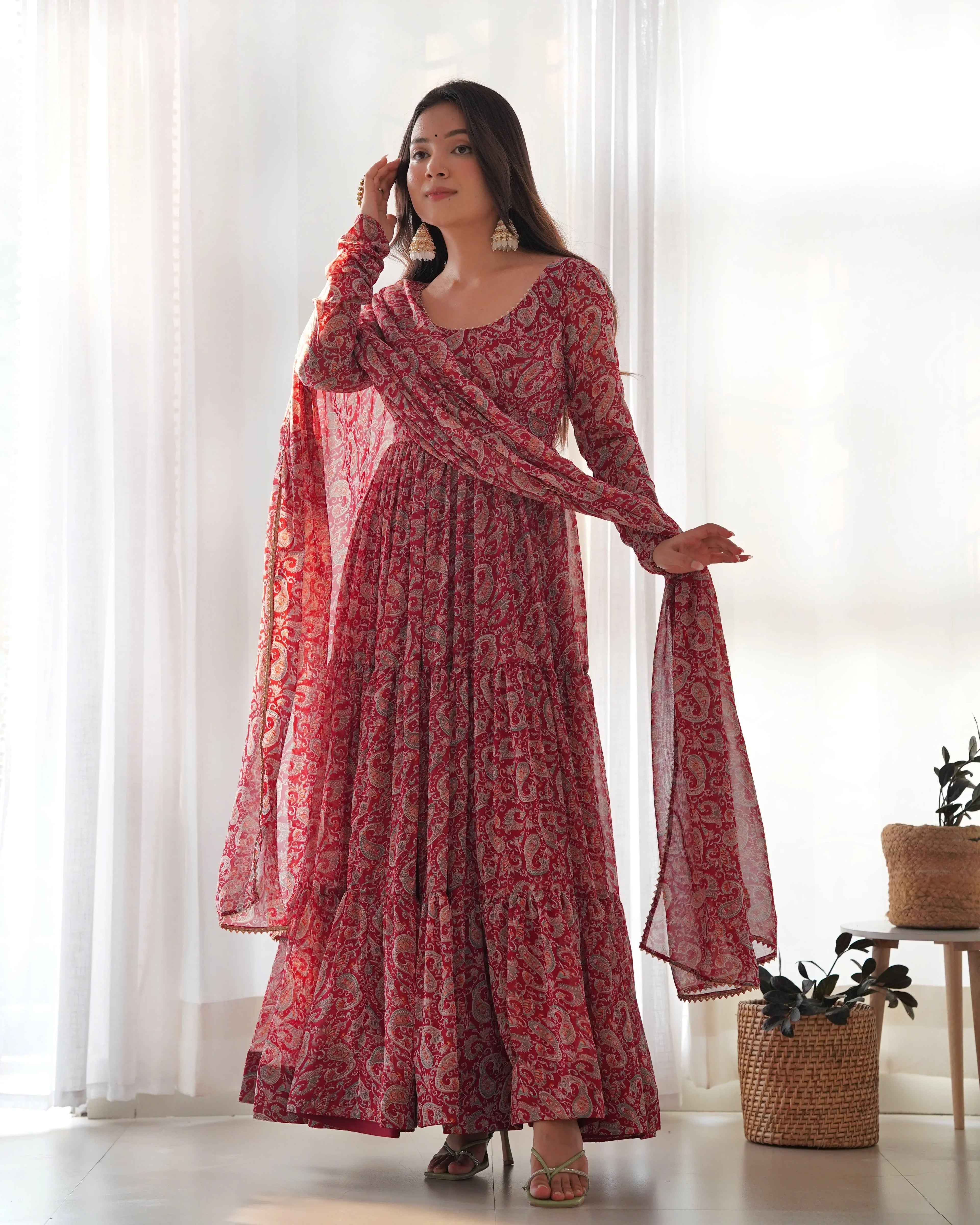 Meter Kalmakari Printed Anarkali Gown