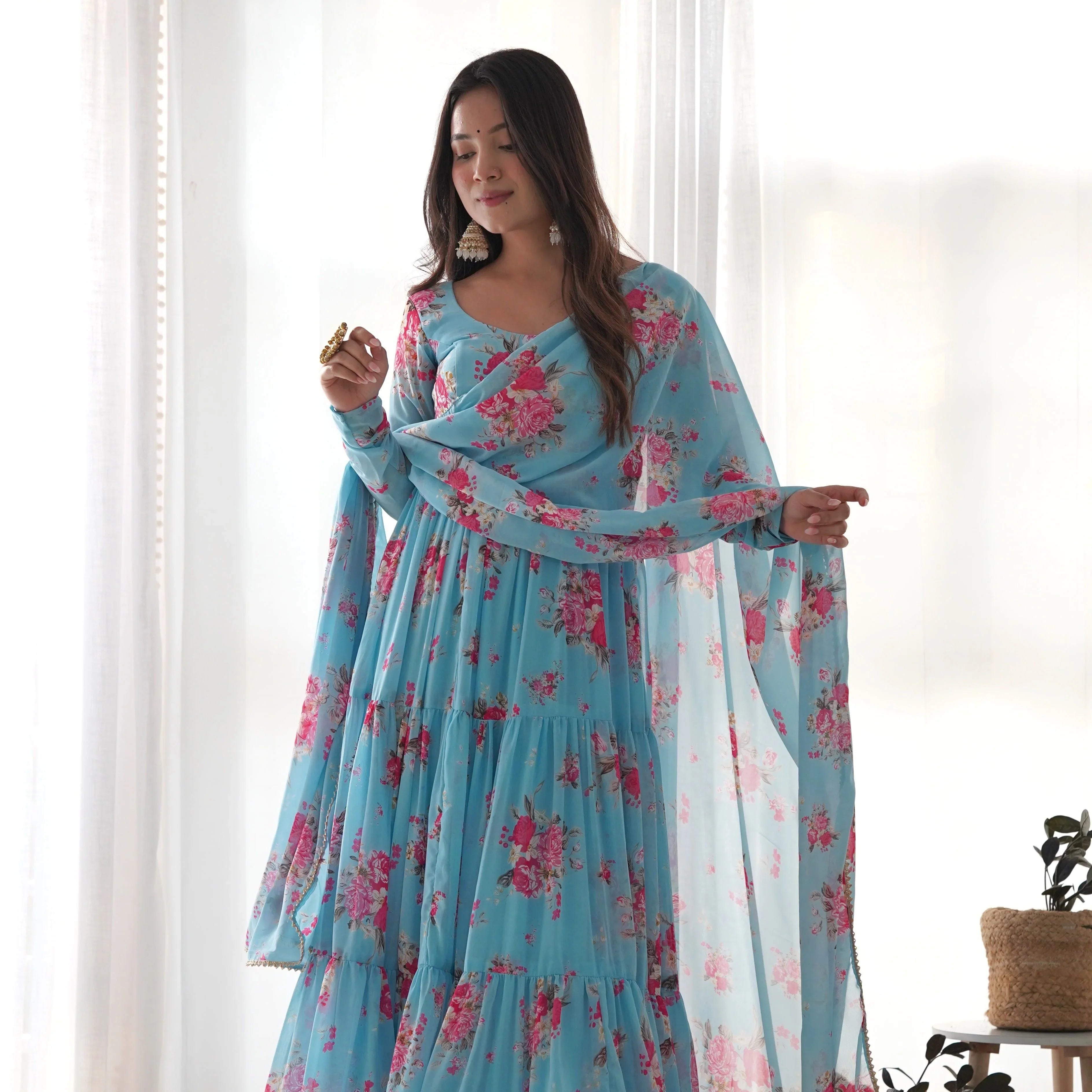 Huge Flair Anarkali Gown With Digital Print
