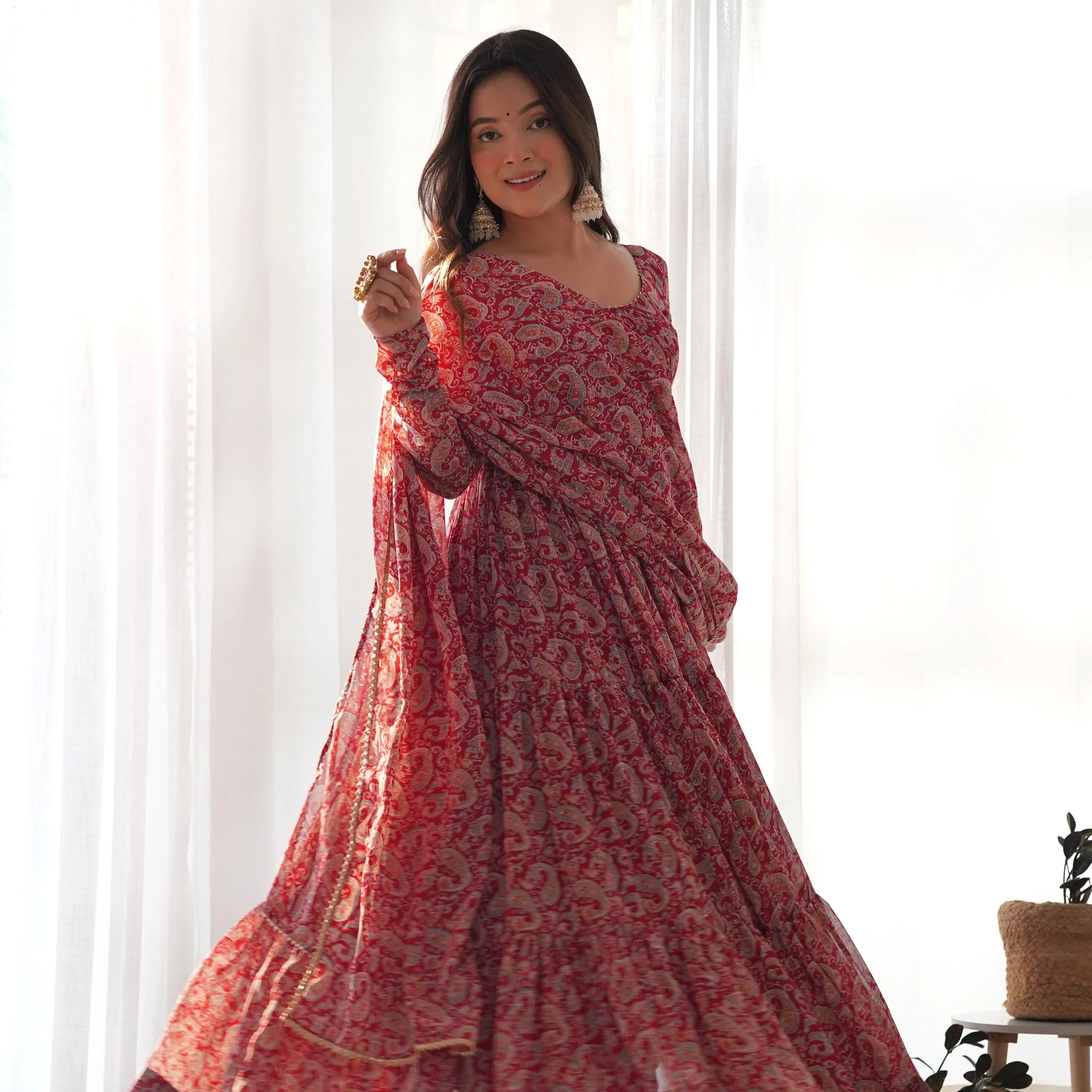 Meter Kalmakari Printed Anarkali Gown