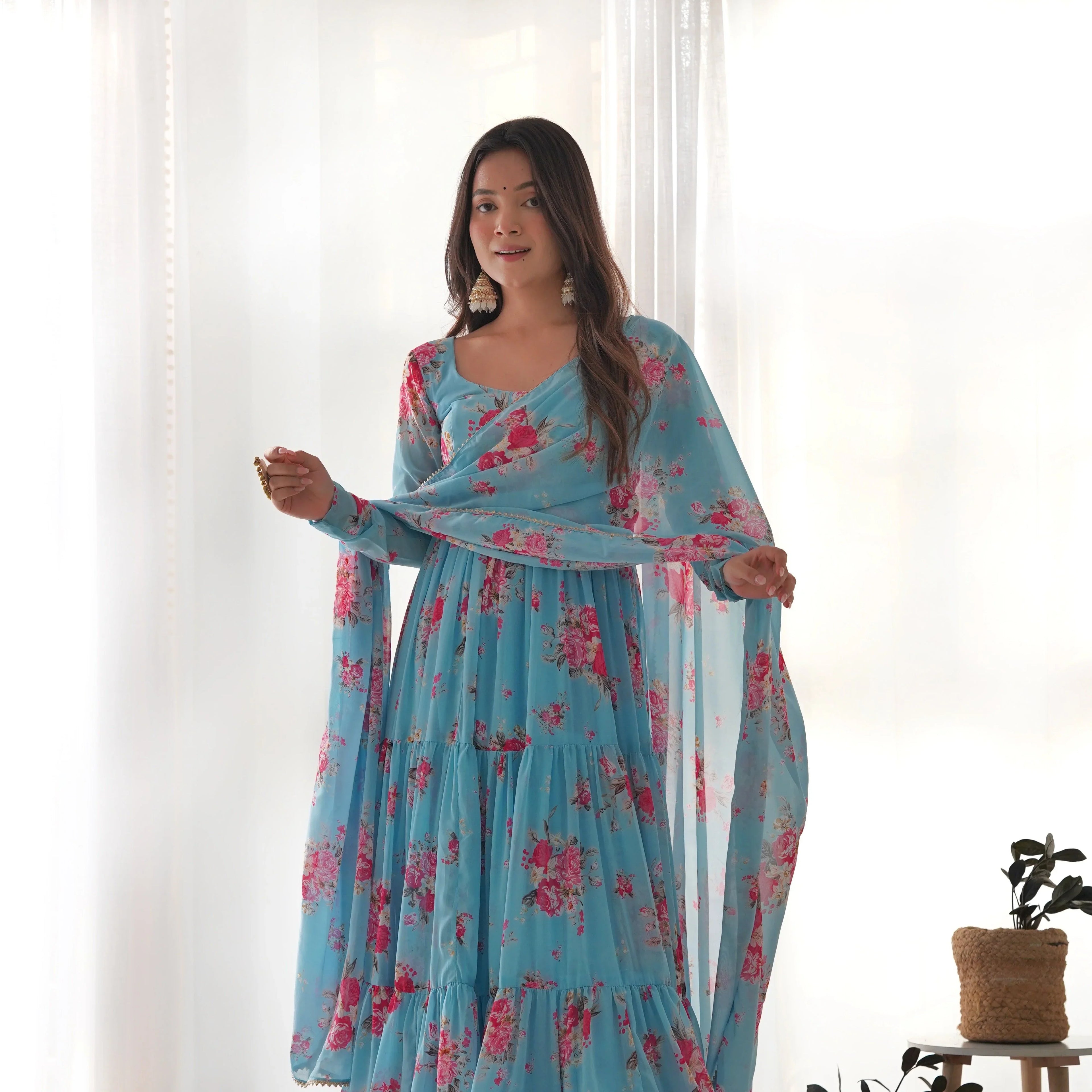 Huge Flair Anarkali Gown With Digital Print