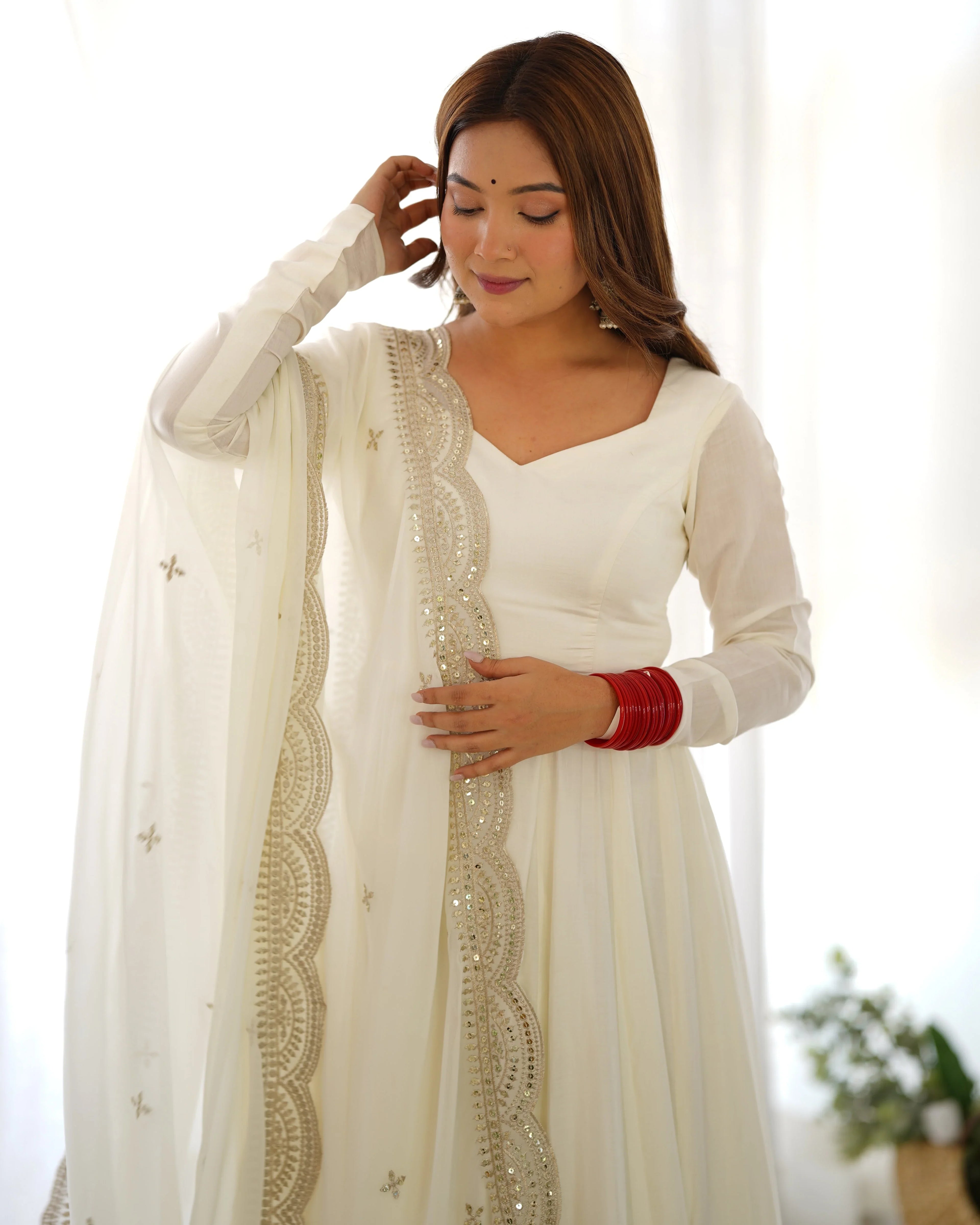New Arrival Pure Roman Silk Chanderi Flair Highest Selling Gown