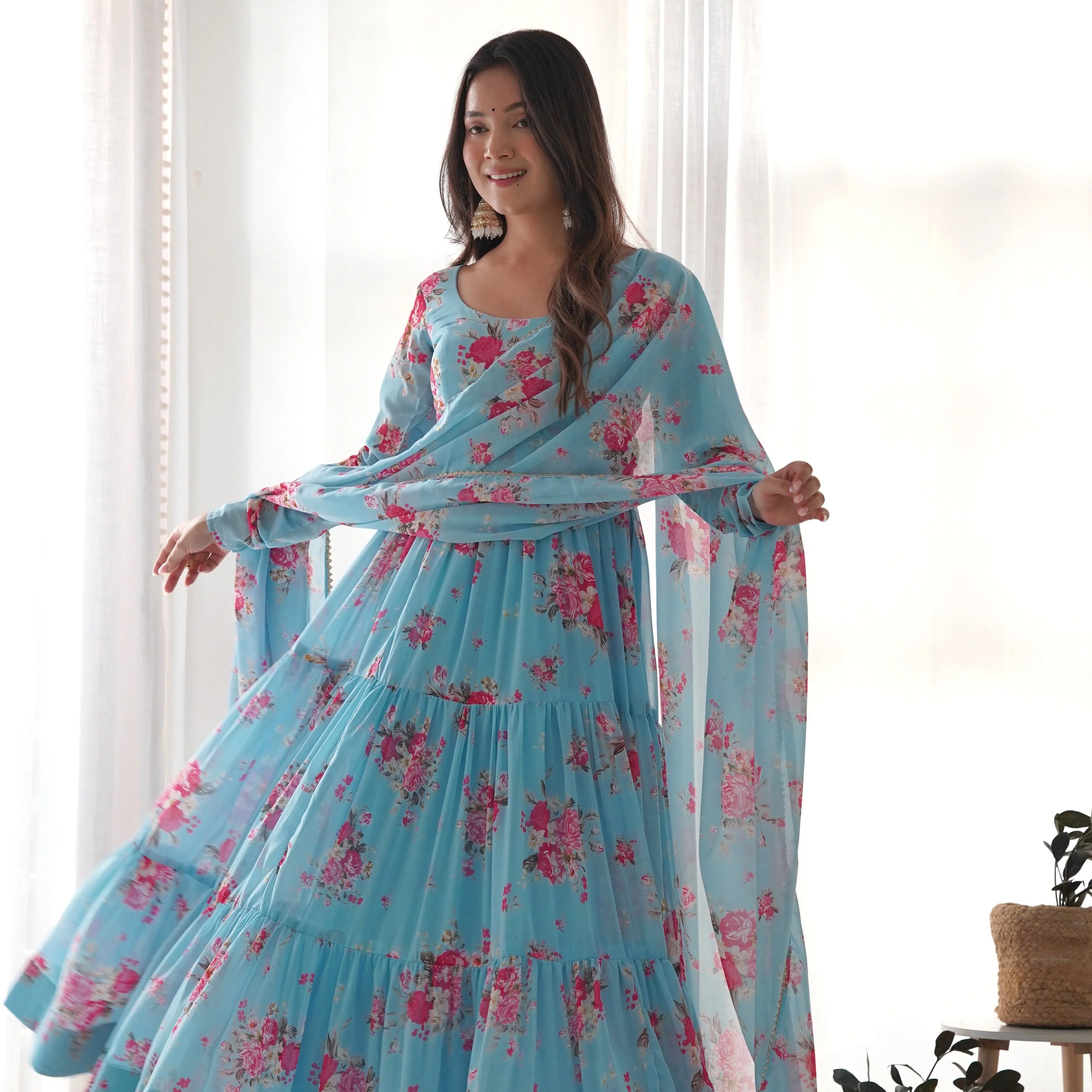 Huge Flair Anarkali Gown With Digital Print