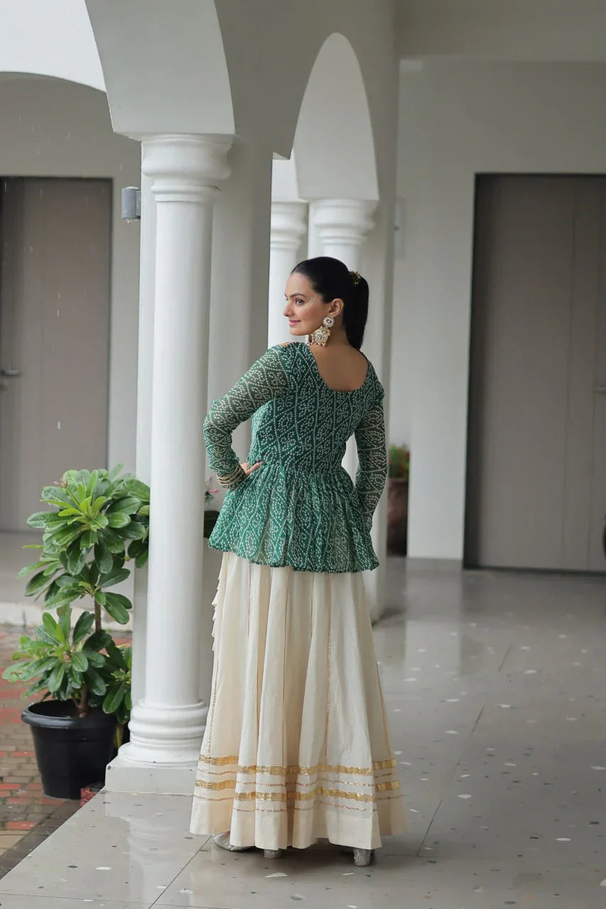 Navratri Special Kora Cotton Attractive Gota Patti Lace Top Lehenga