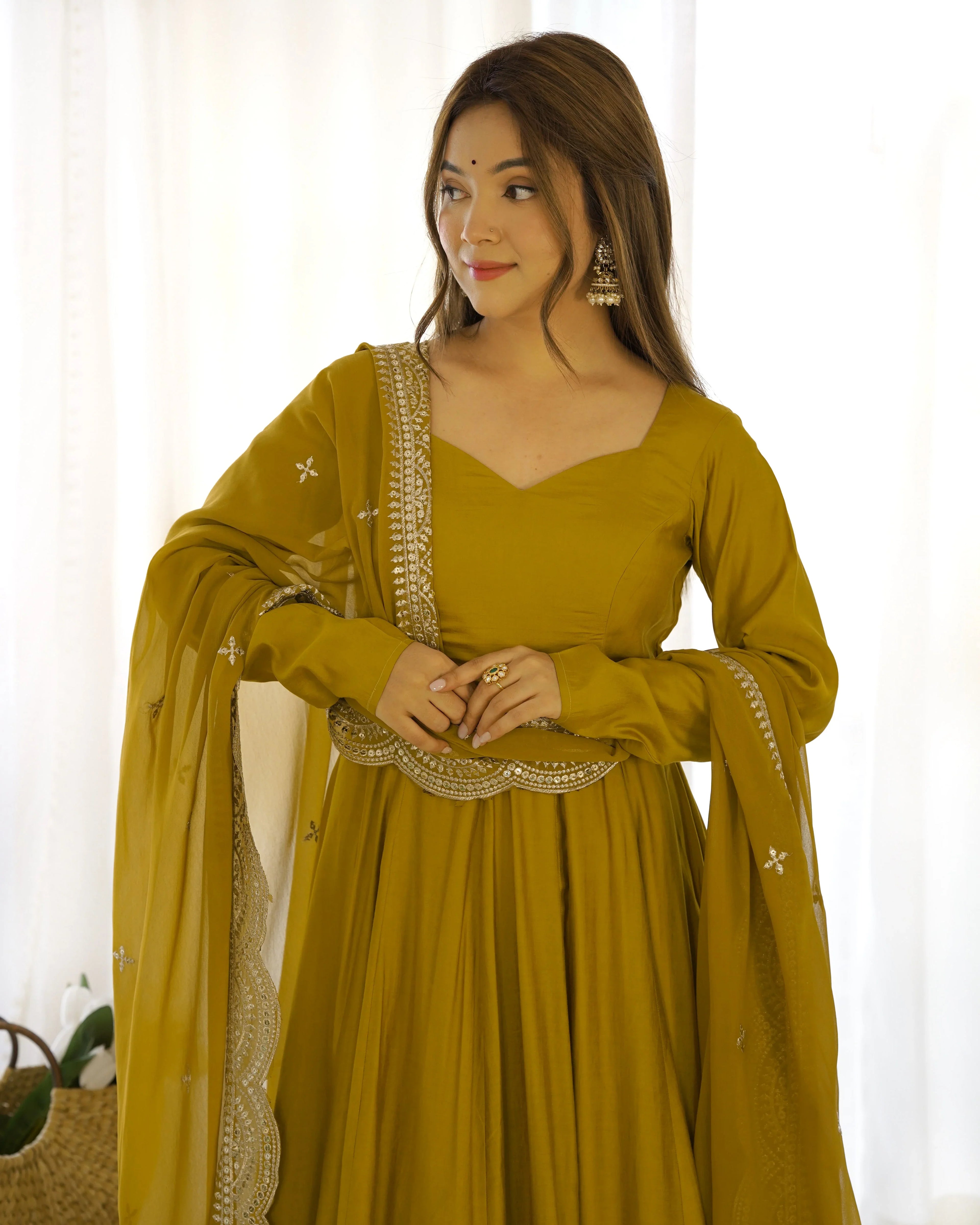 New Arrival Pure Roman Silk Chanderi Flair Highest Selling Gown
