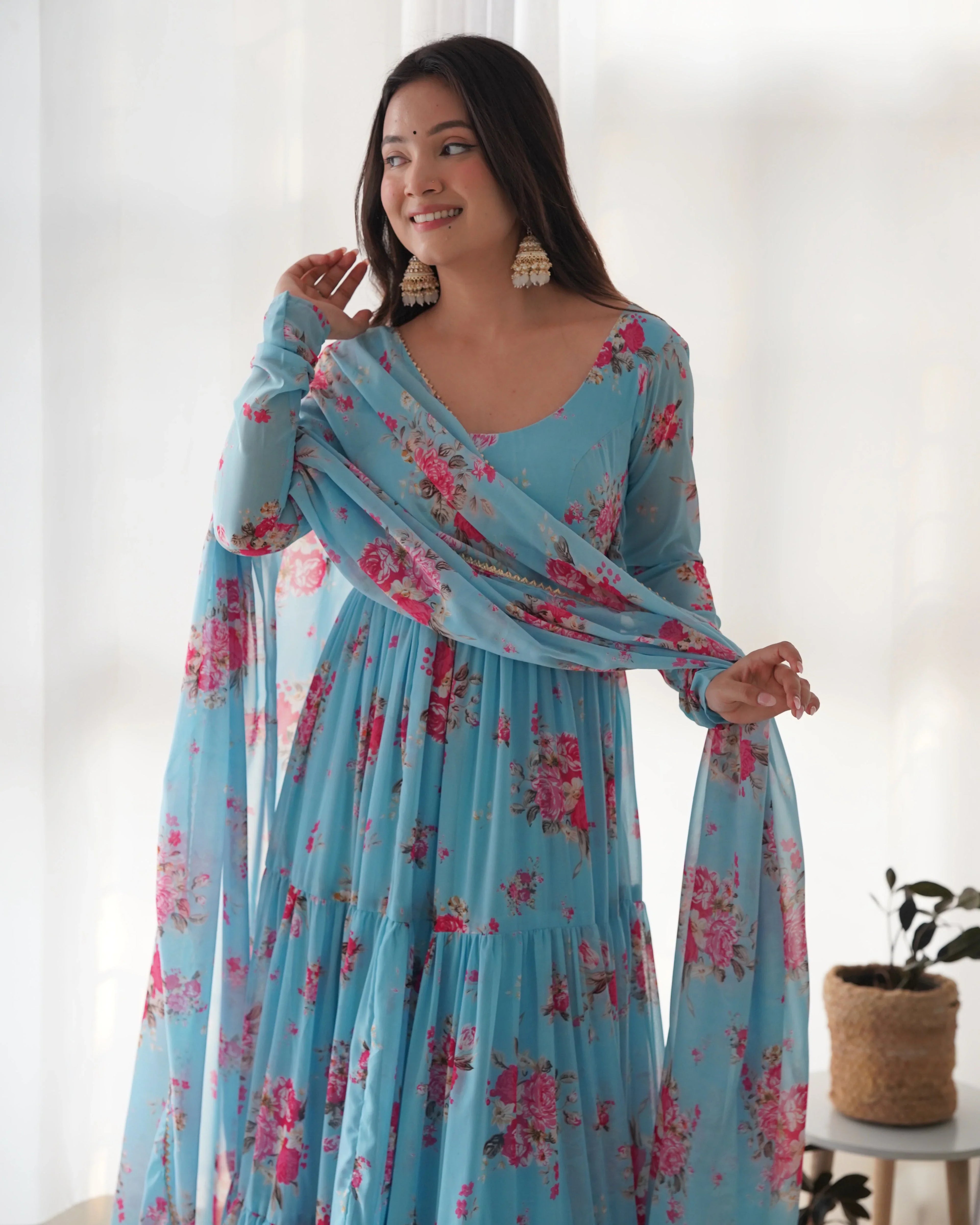 Huge Flair Anarkali Gown With Digital Print