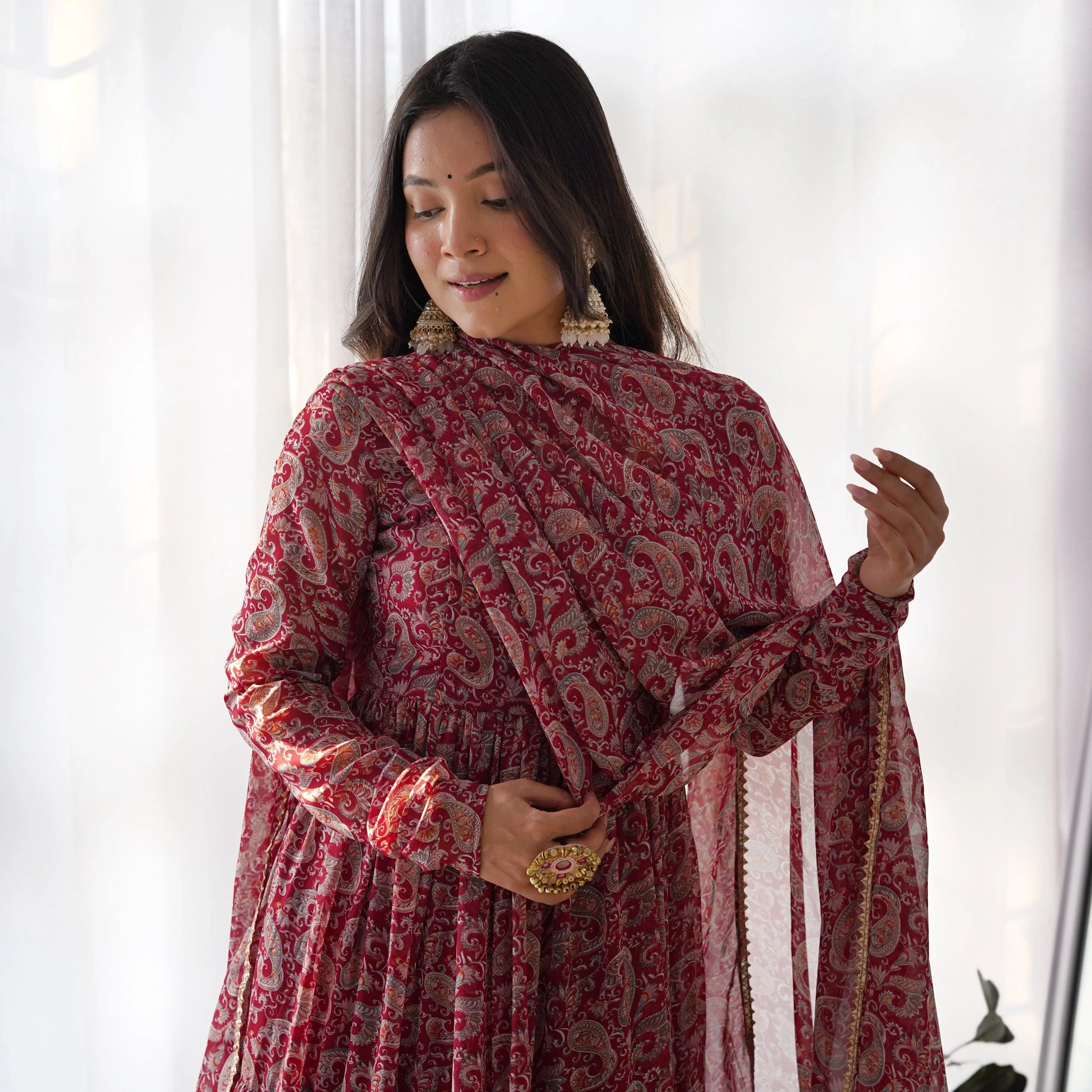 Meter Kalmakari Printed Anarkali Gown
