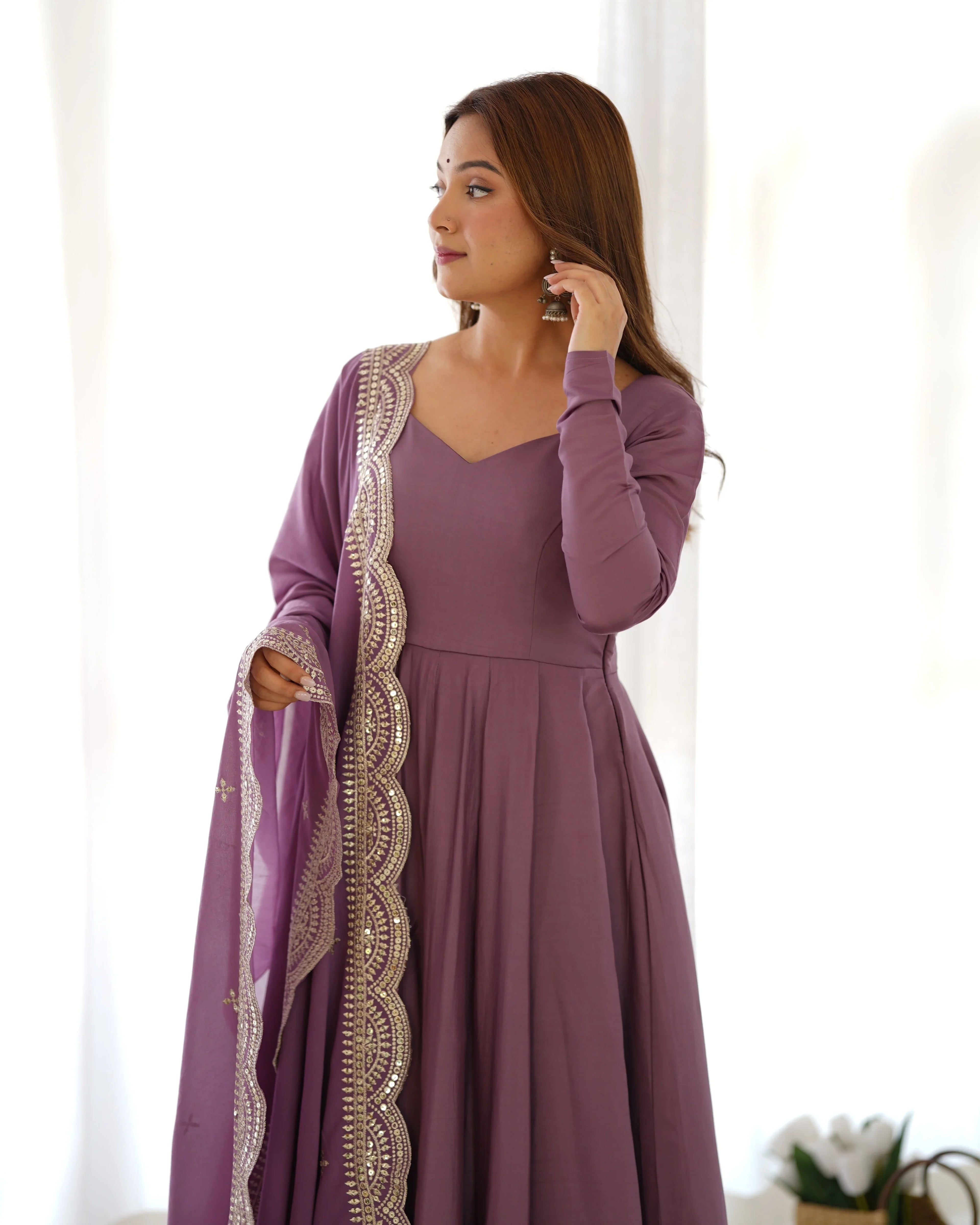 New Arrival Pure Roman Silk Chanderi Flair Highest Selling Gown