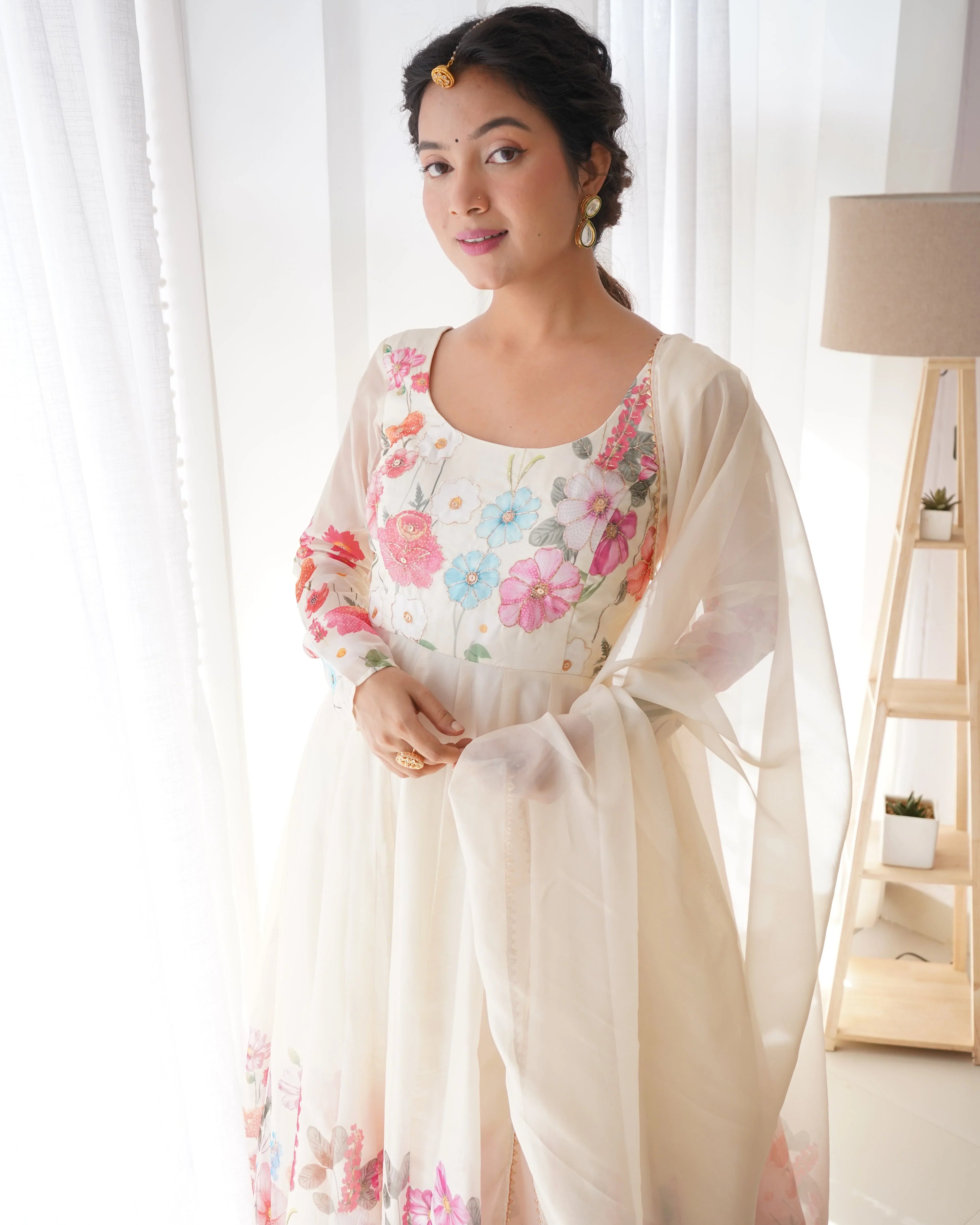 Heavy Organza Tabby Silk Anarkali Gown In 4 Meter Huge Flair