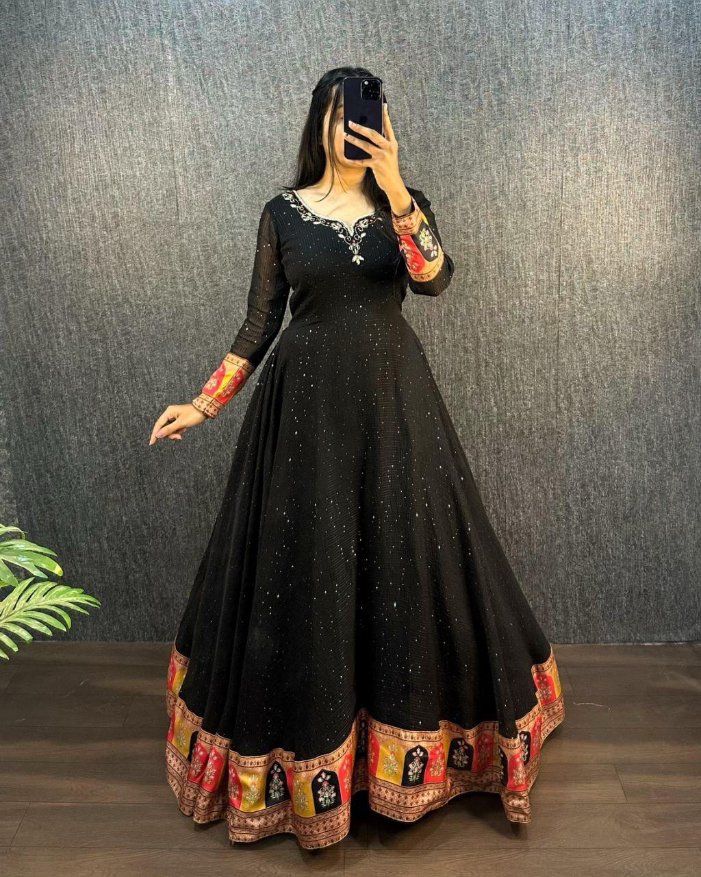Original Viscos Georgte With Embroidery With Beautyfull Handwork Gown