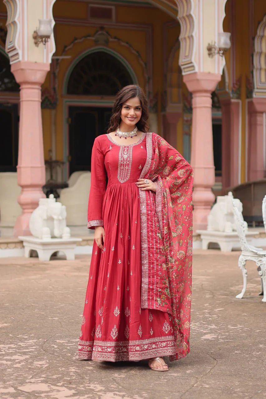 Diwali Festival Special Designer Sequence Work Gown