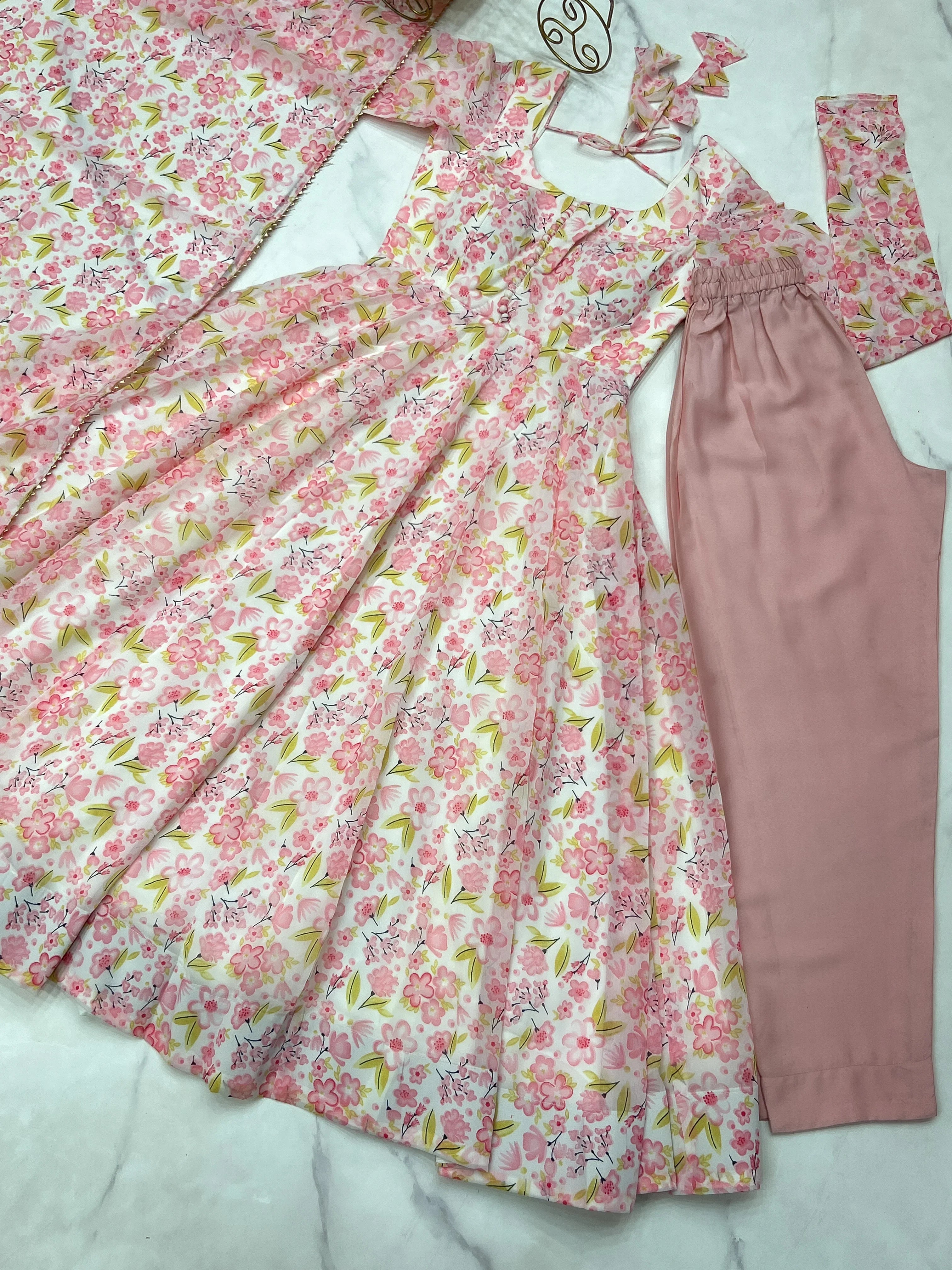 Orange Chiffon Floral Print