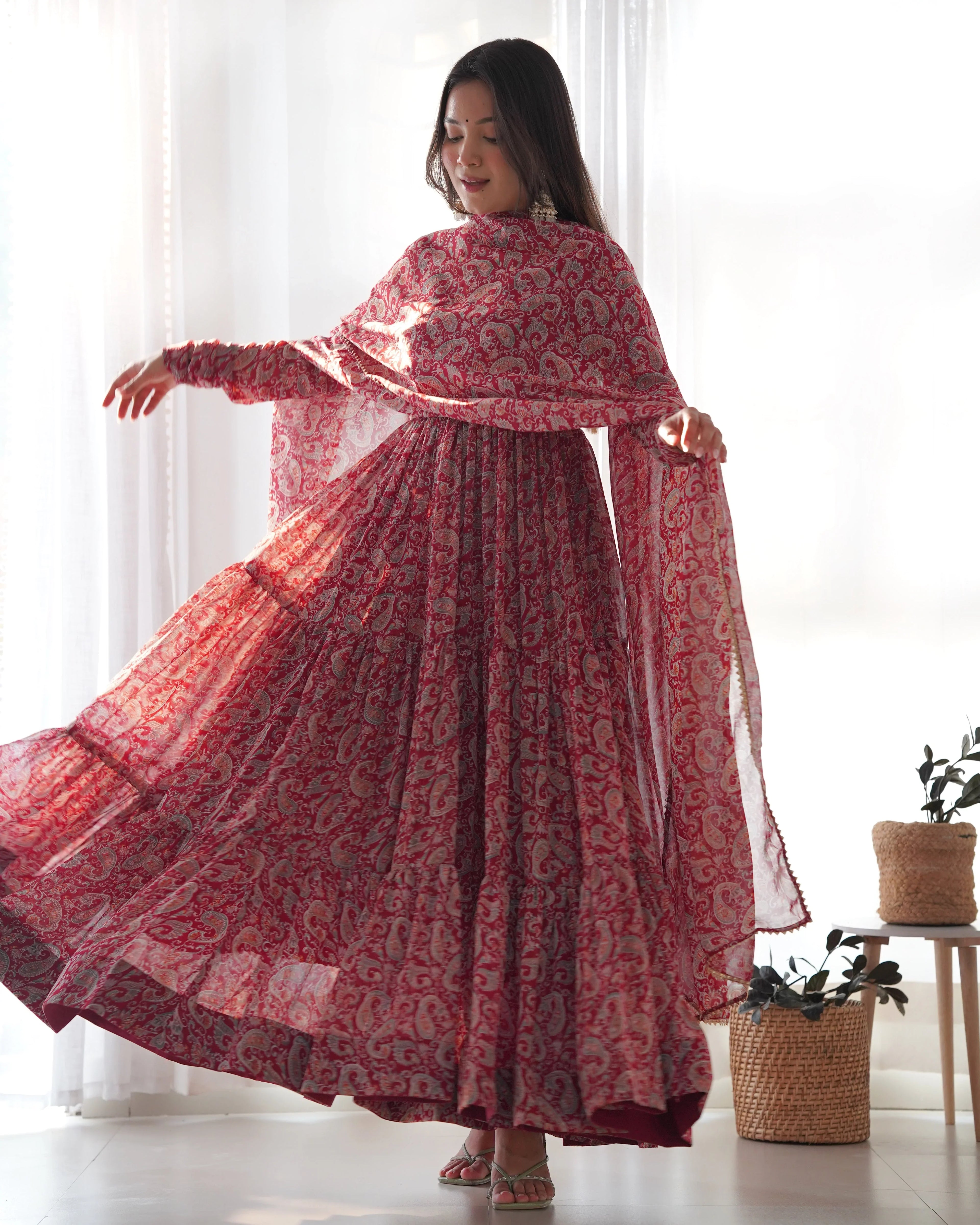 Meter Kalmakari Printed Anarkali Gown