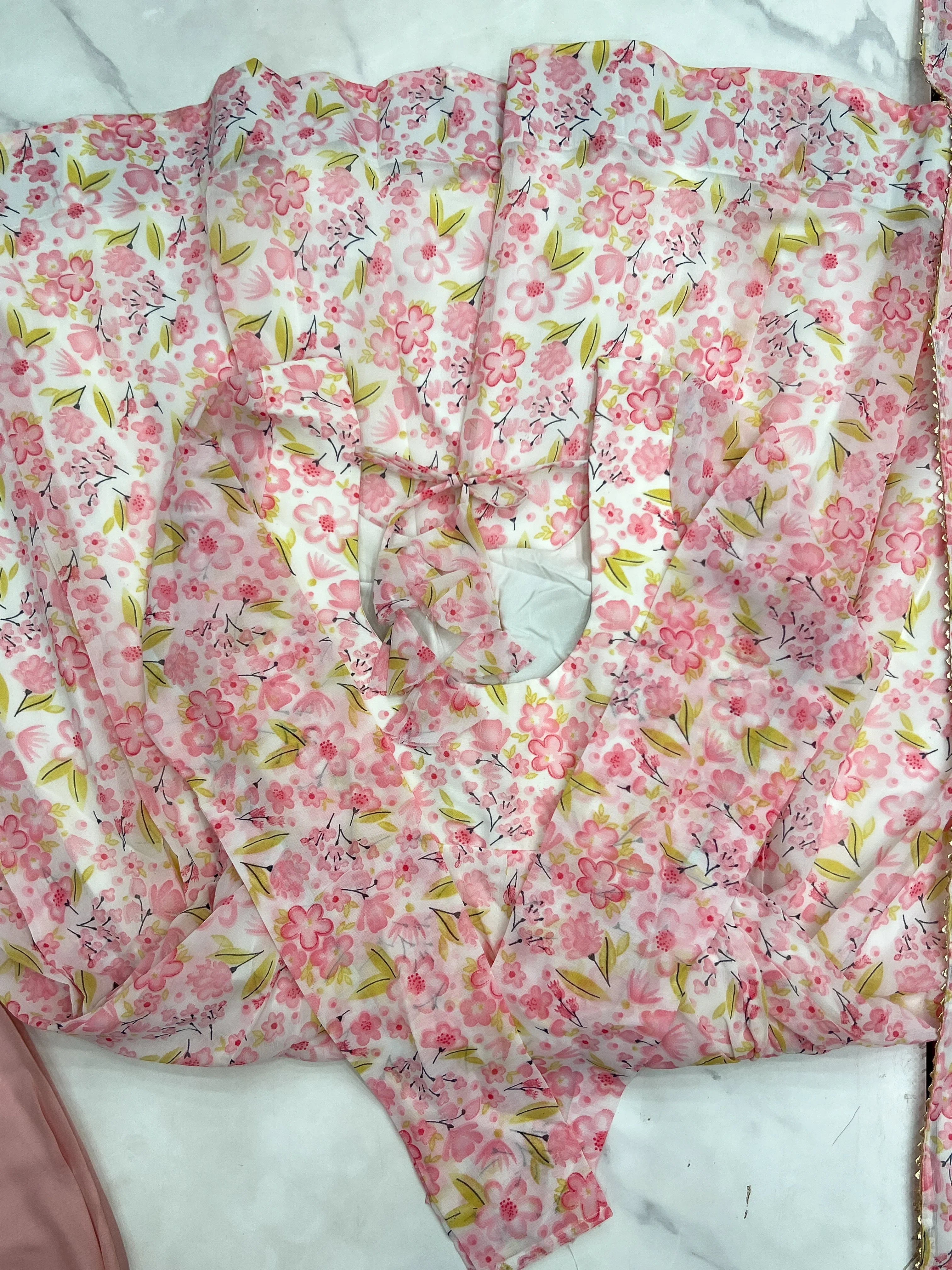 Orange Chiffon Floral Print
