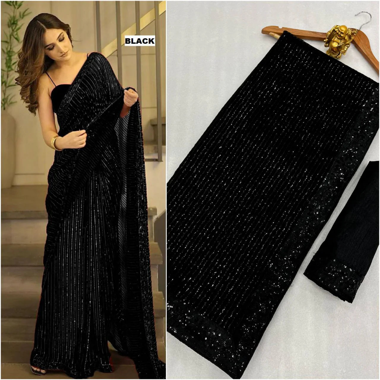 Sequence Embroidery Work Party Wear Saree