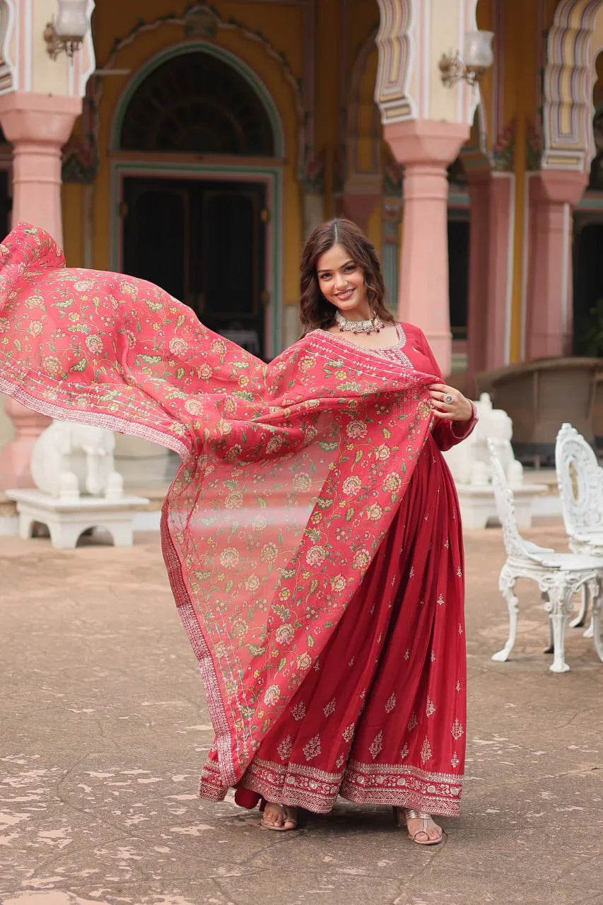 Diwali Festival Special Designer Sequence Work Gown