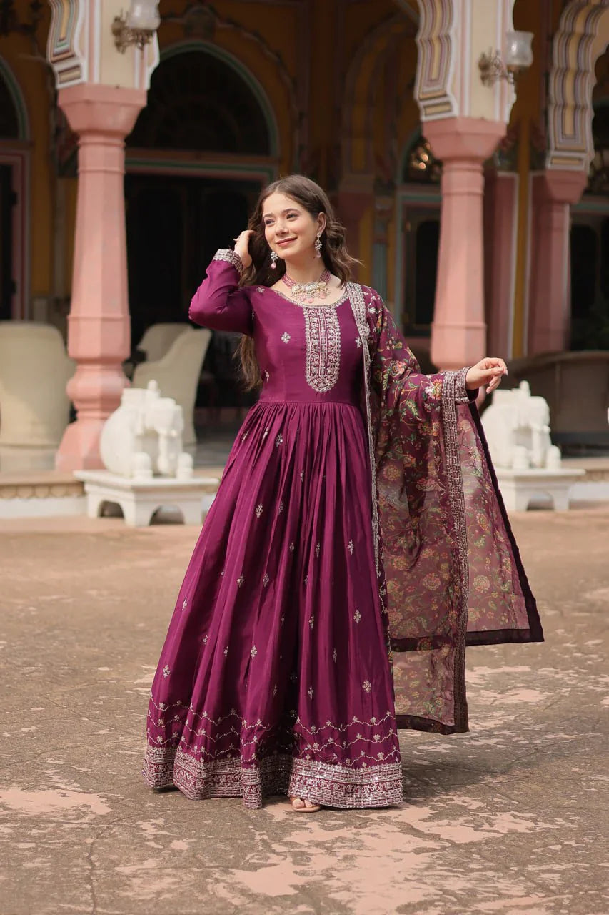 Diwali Festival Special Designer Sequence Work Gown