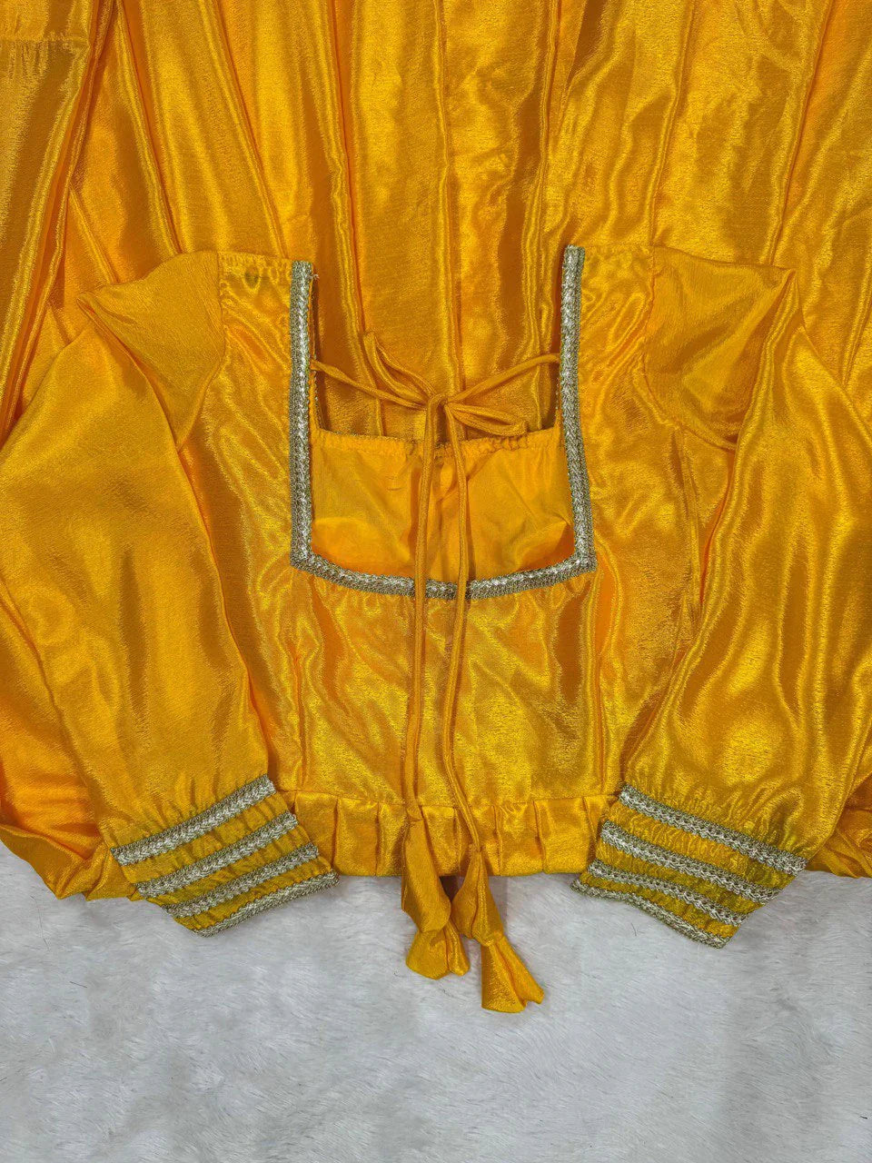 Haldi Special Yellow Gown In Silk Fabric With Fully plazzo With Multi Digital Print Lace Work Dupatta