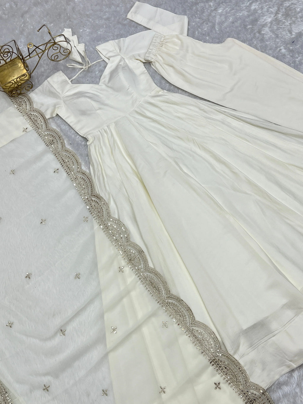 New Arrival Pure Roman Silk Chanderi Flair Highest Selling Gown