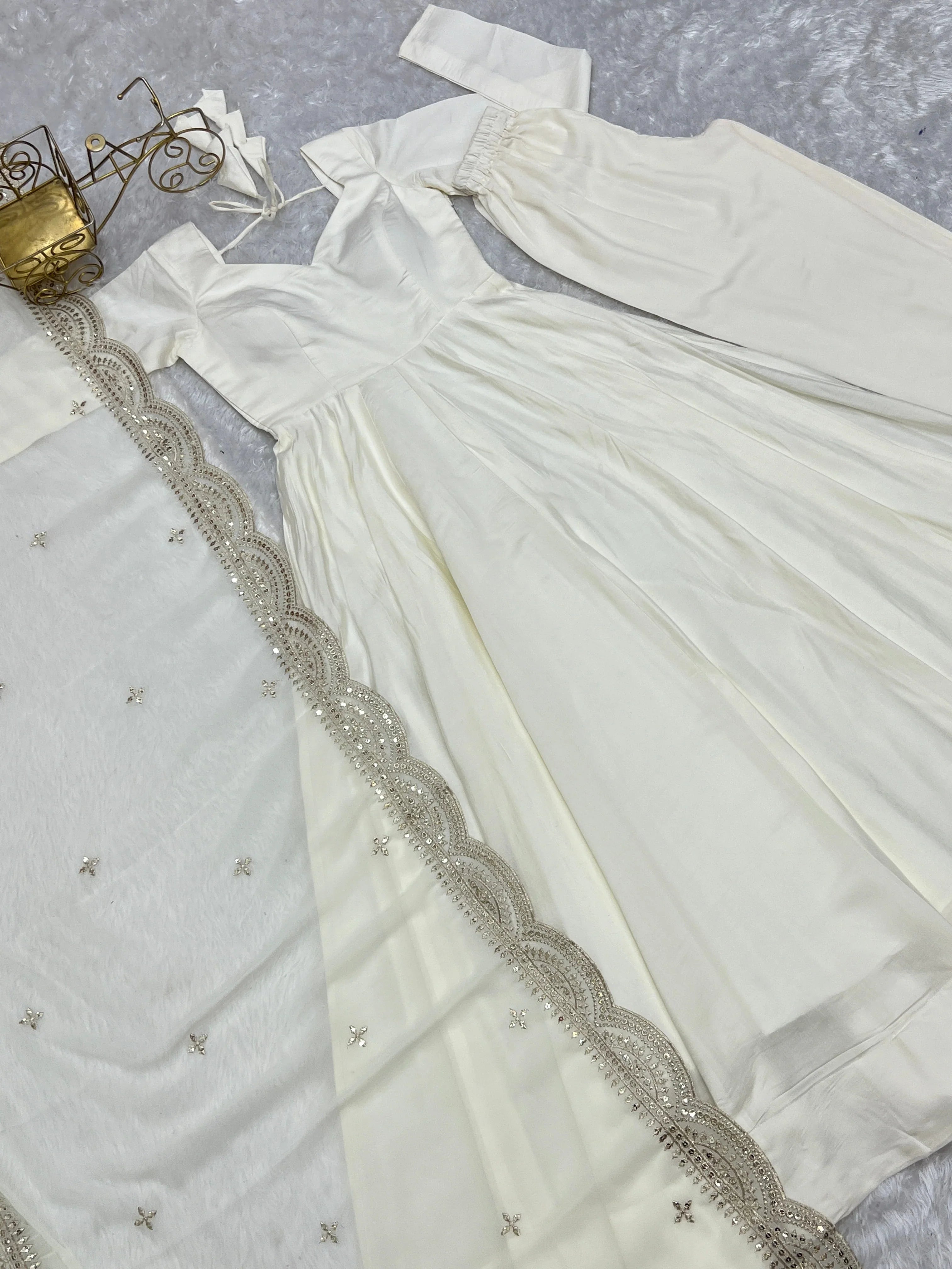 New Arrival Pure Roman Silk Chanderi Flair Highest Selling Gown