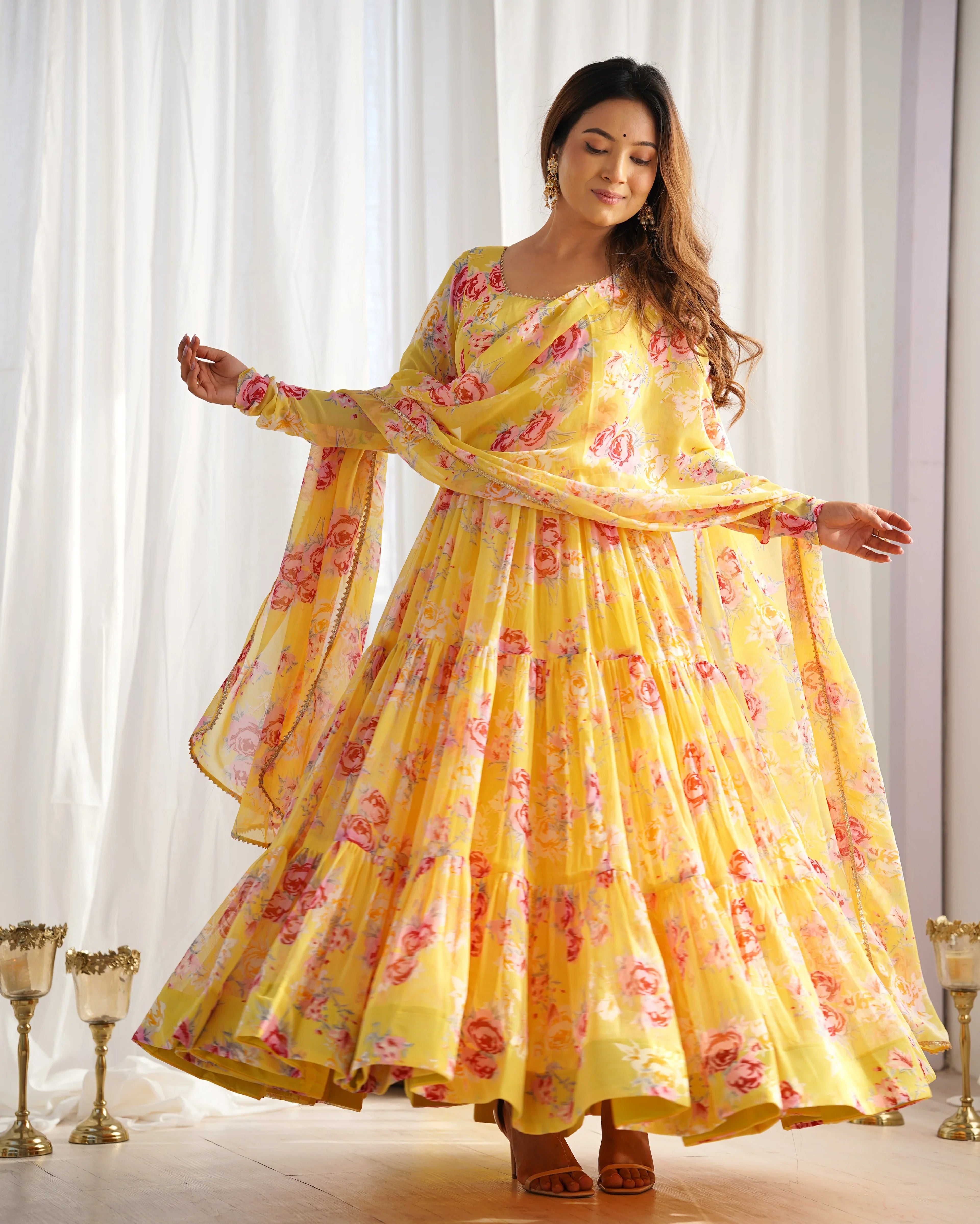 Huge Flair Anarkali Gown With Digital Print