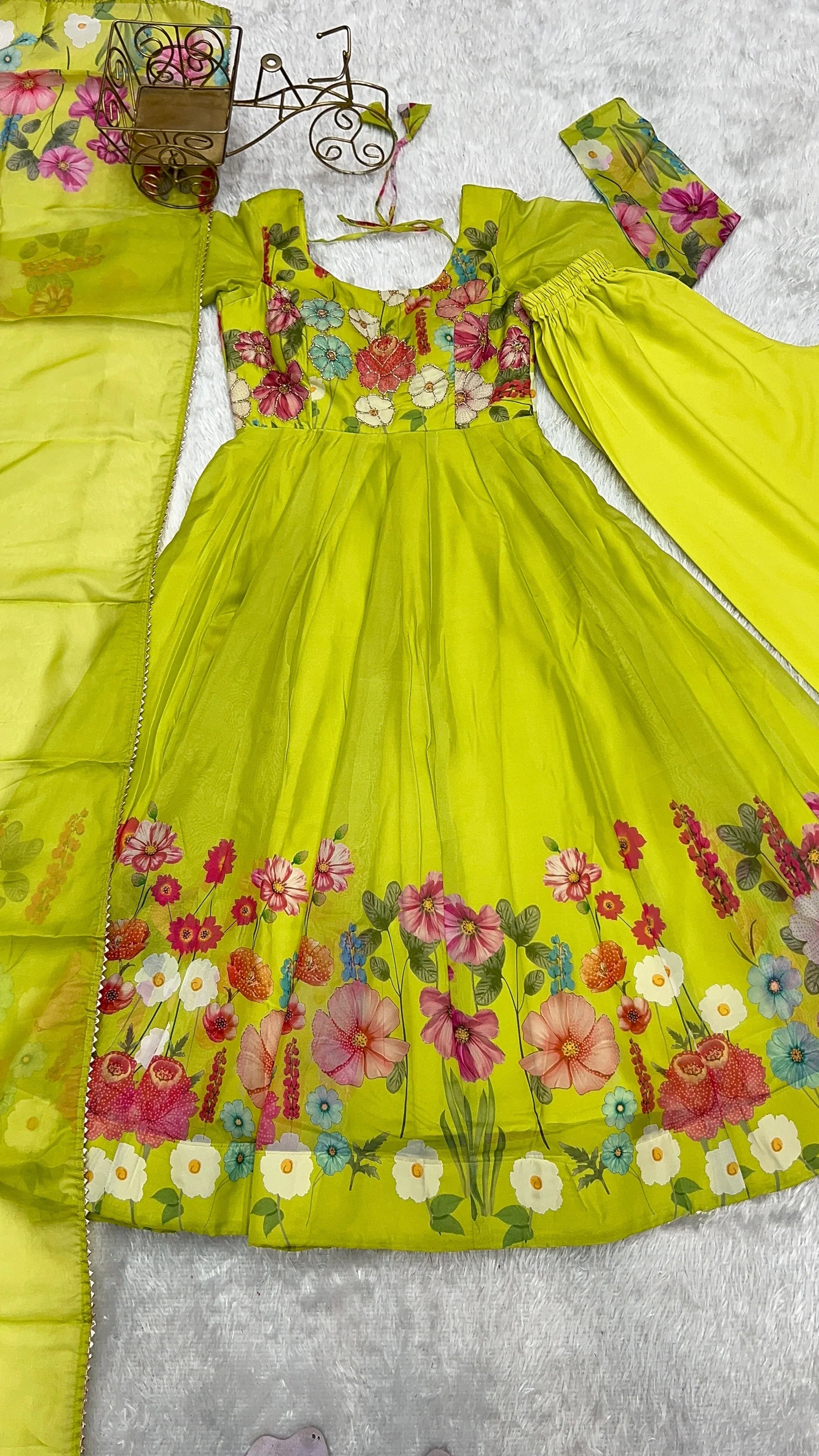 Heavy Organza Tabby Silk Anarkali Gown In 4 Meter Huge Flair