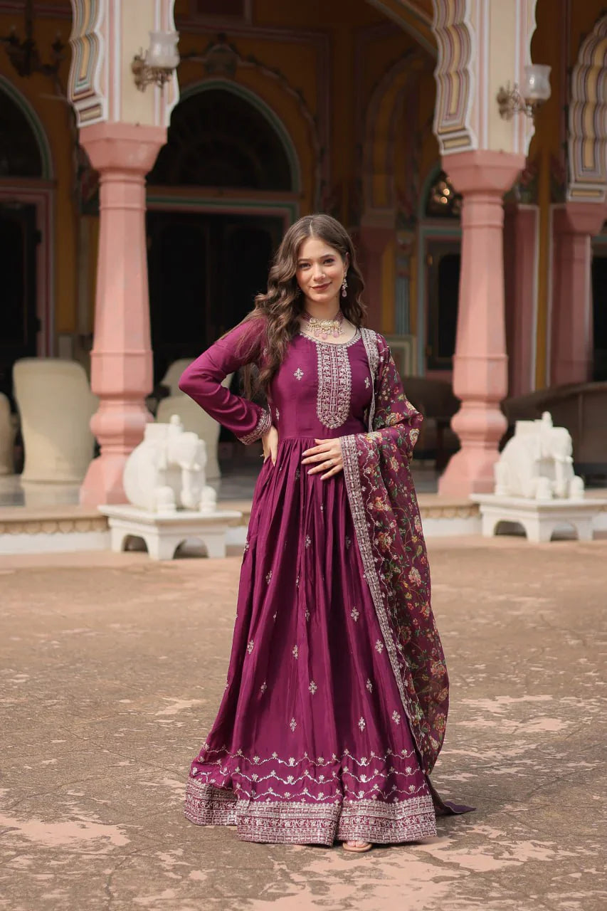 Diwali Festival Special Designer Sequence Work Gown